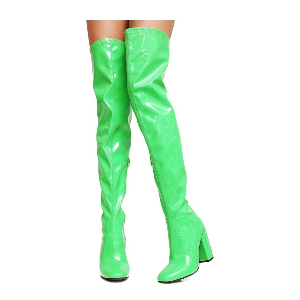 GREEN SLIME CURRENT MOOD THIGH HIGH GOGO BOOTS 💚💚